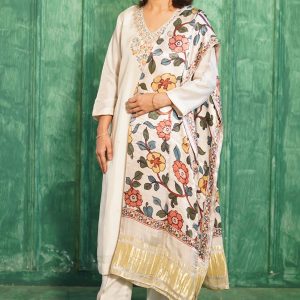 Creamy Silver Chanderi Kurta Set