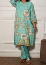 Sky Blue Muslin Designer Kurta Set