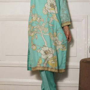 Sky Blue Muslin Designer Kurta Set