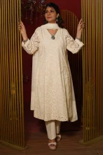 Pearly Shade Schiffli Pure Cotton Kurta Set