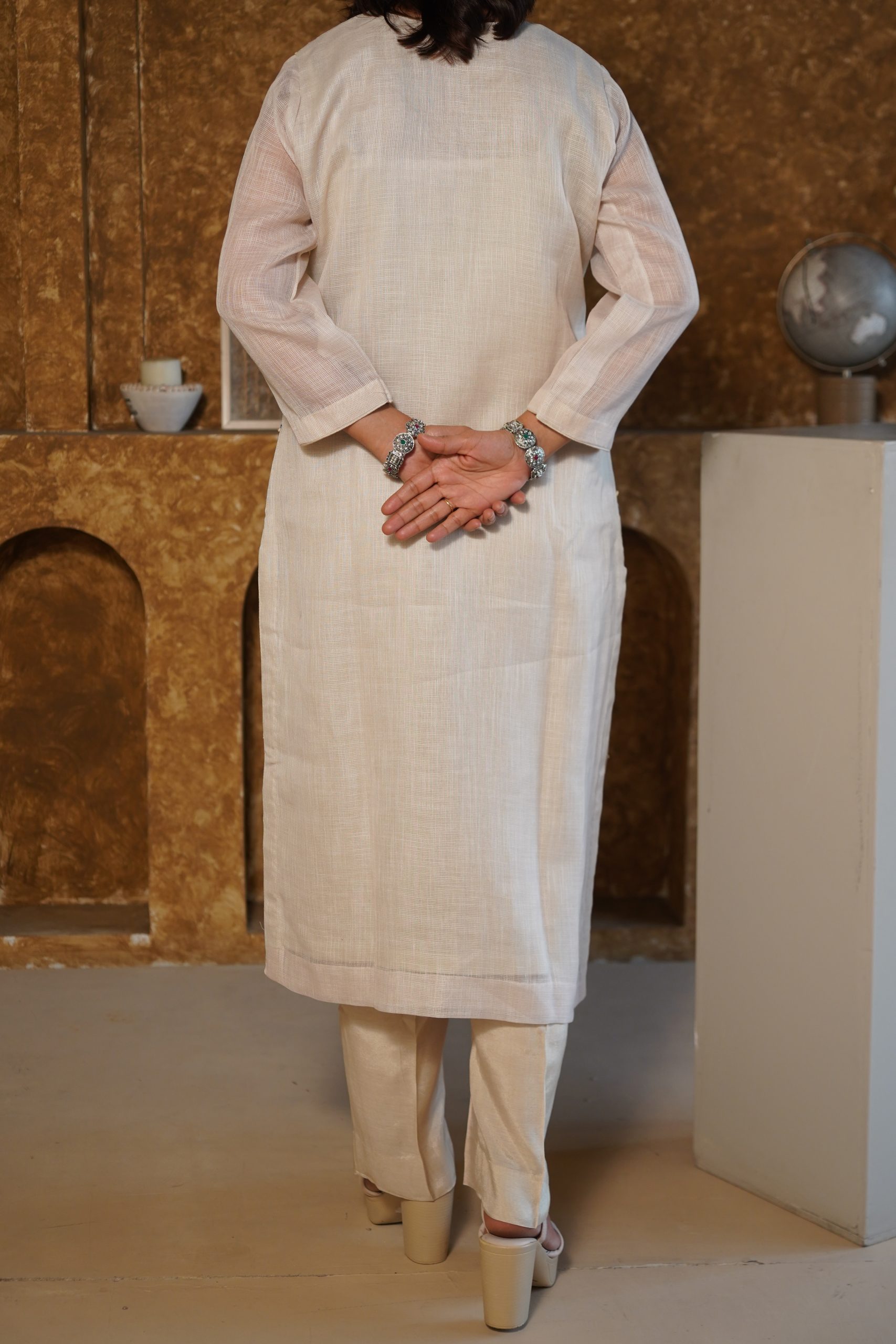 Alabaster Kota Doria Kurta Set - Image 3