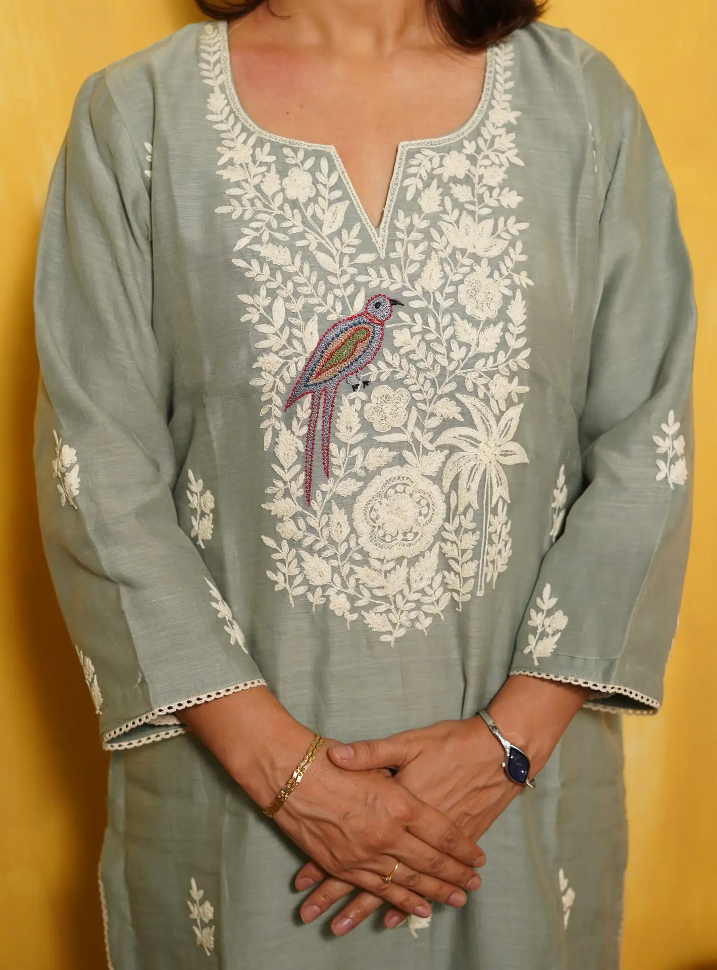 Patel Green Mul-Chanderi Kurta Set - Image 3
