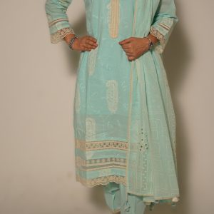 Pastel Blue Pure Cotton Kurta Set