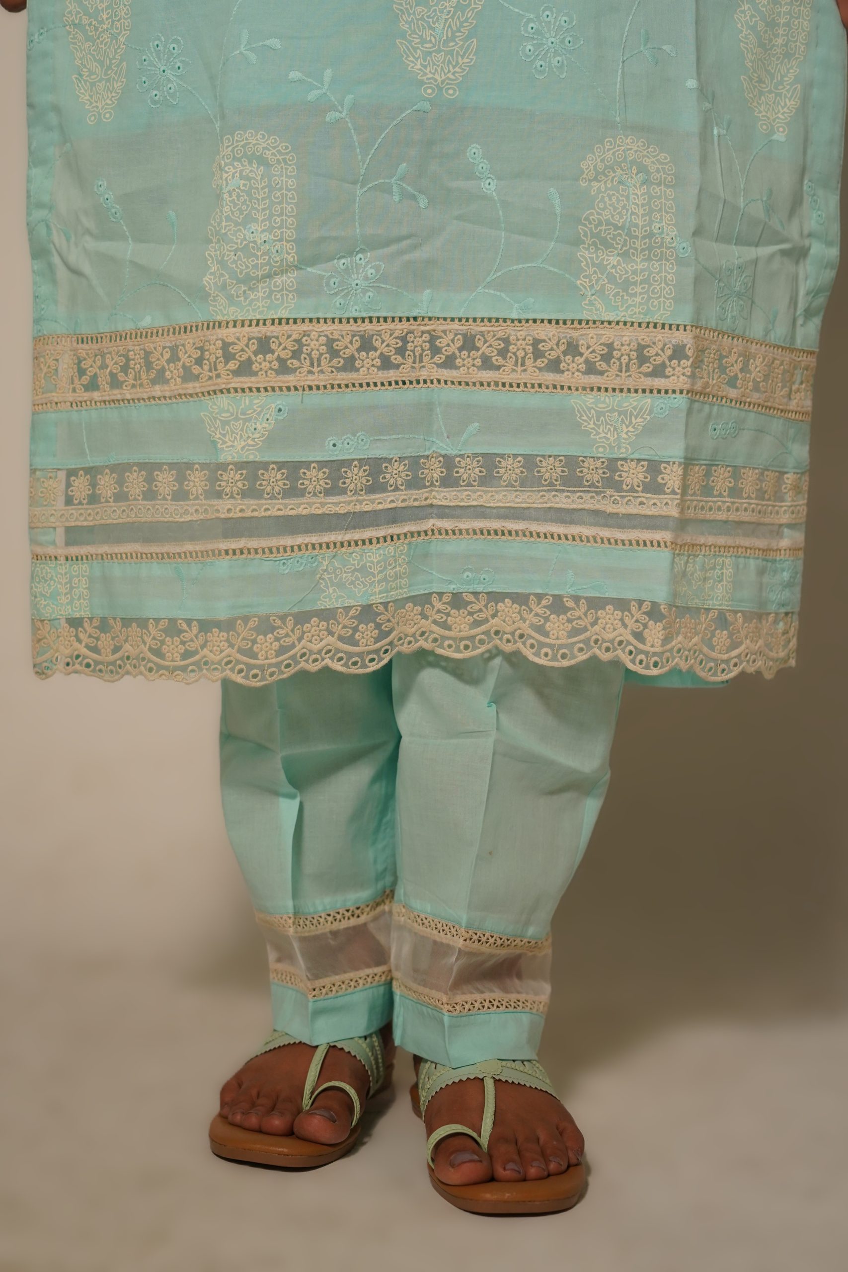 Pastel Blue Pure Cotton Kurta Set - Image 5