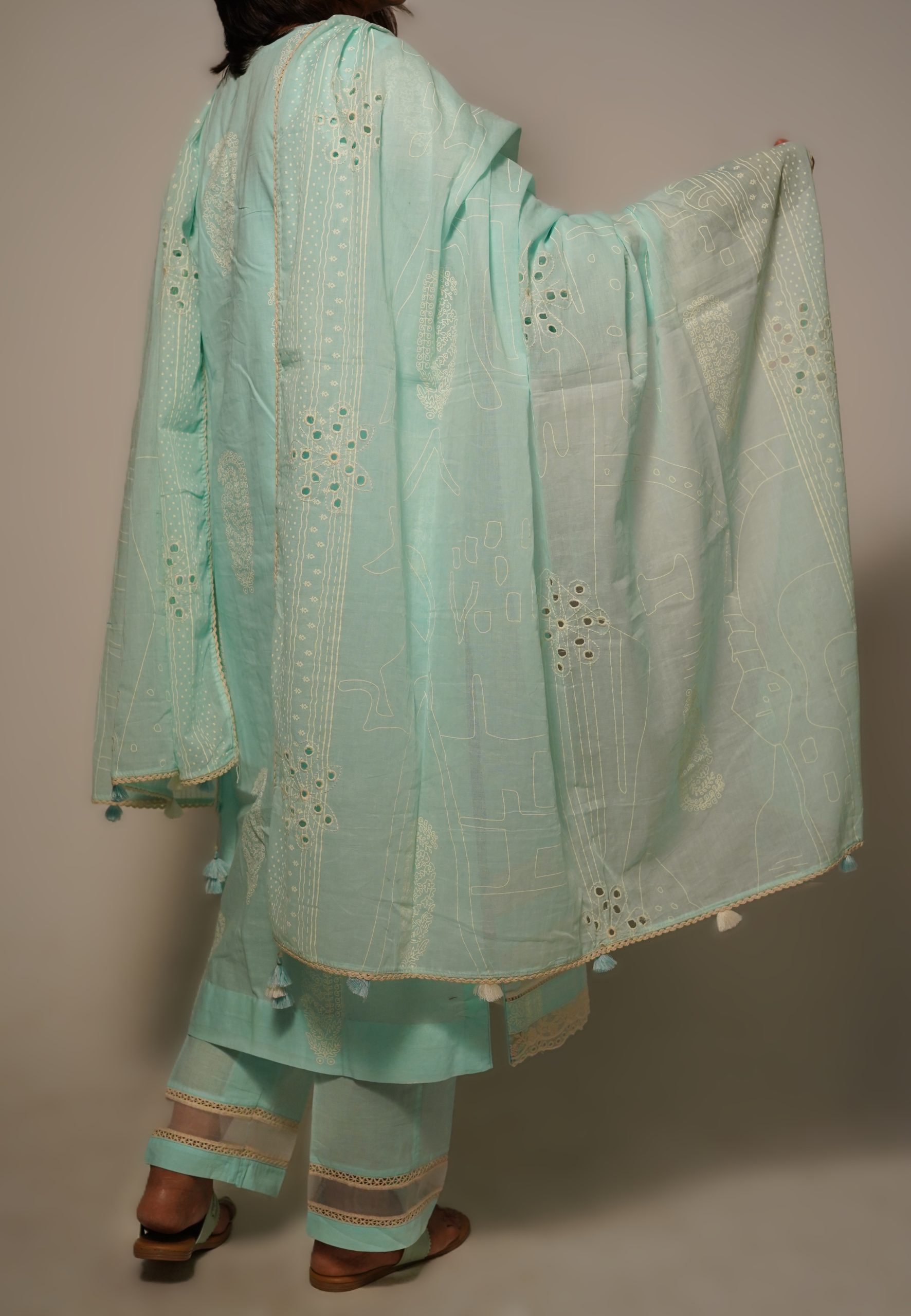 Pastel Blue Pure Cotton Kurta Set - Image 2