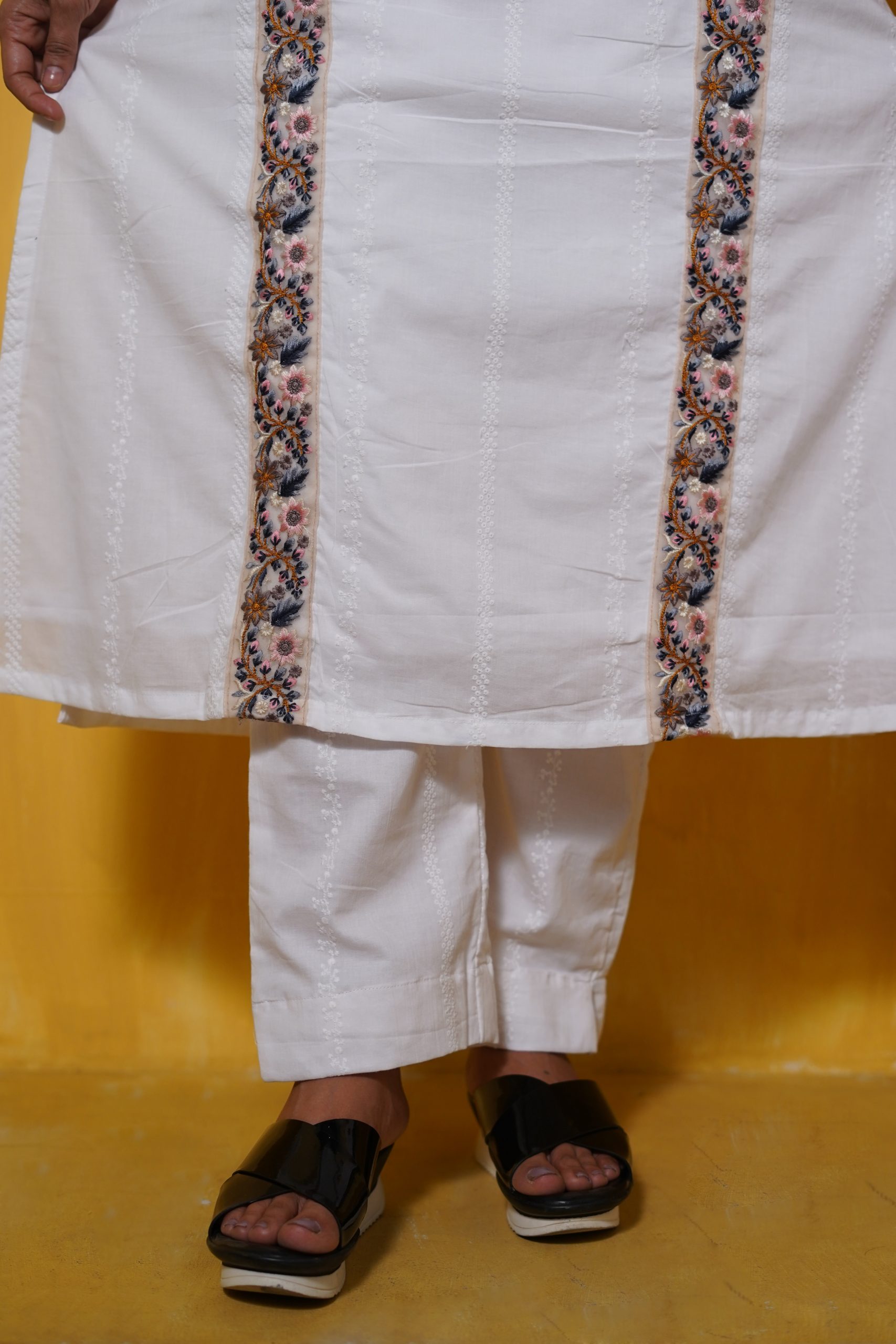 Summer White Pure Cotton Kurta Set - Image 3