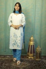 Teal & Off-White Cotton Kurta Set – Nature-Inspired Grace 🌿Nature’s Whisper