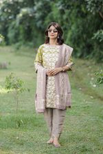 Green Beige Gota Patti Kurta Set 